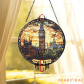 London Big Ben Stained Glass Suncatcher Sunset UK Landmark Window Panel British Heritage Glass Art Gothic Cityscape